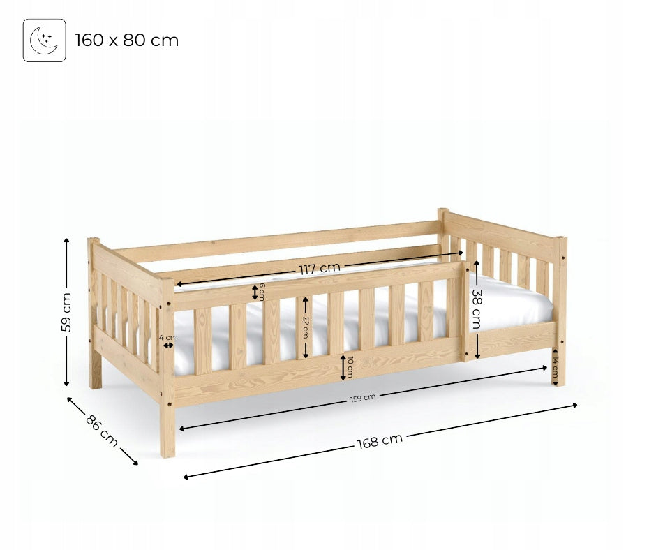 Children's bed low FIELDS 160x80 grey Manufacturer code 3456787654