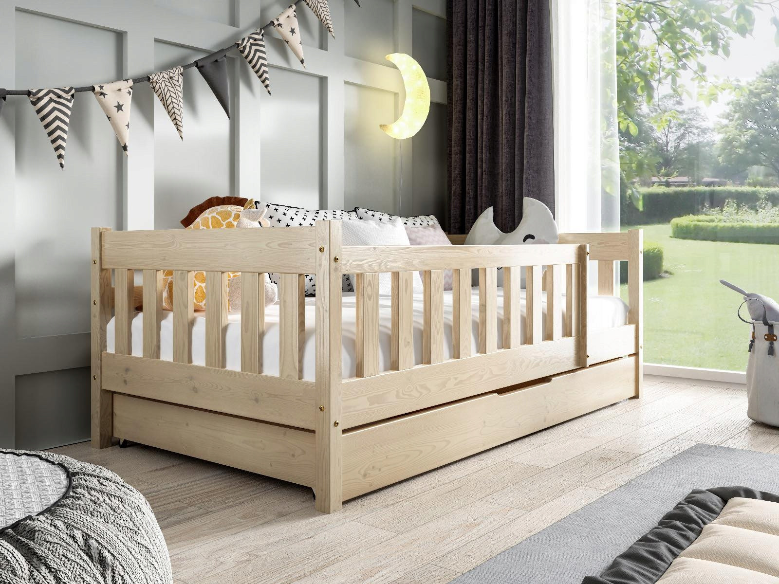 Children's bed low FIELDS 160x80 mattress drawer Brand Mtj-meble