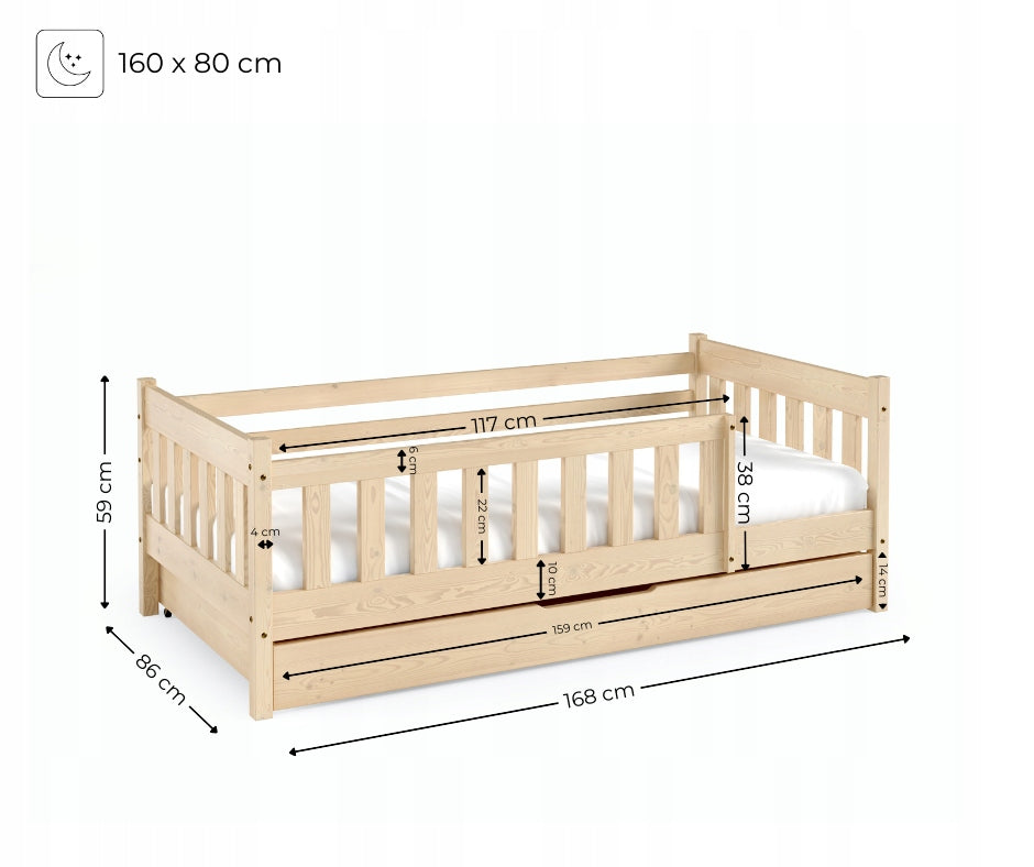 Children's bed low FIELDS 160x80 mattress drawer Manufacturer code W4E5678UIOUYT6R5E4W567