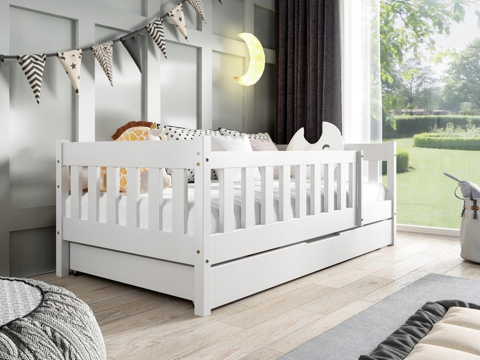 Children's bed low FIELDS grey 160x80 drawer Manufacturer code 2345678ii7654567