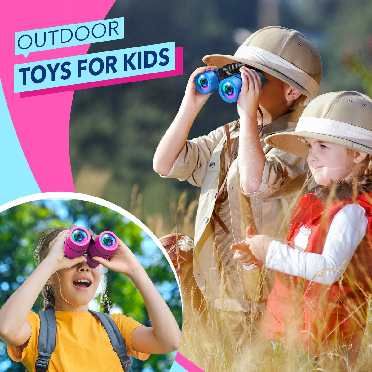 Children's binoculars,4x30,For bird watching, hiking,pink Brand ATOPDREAM