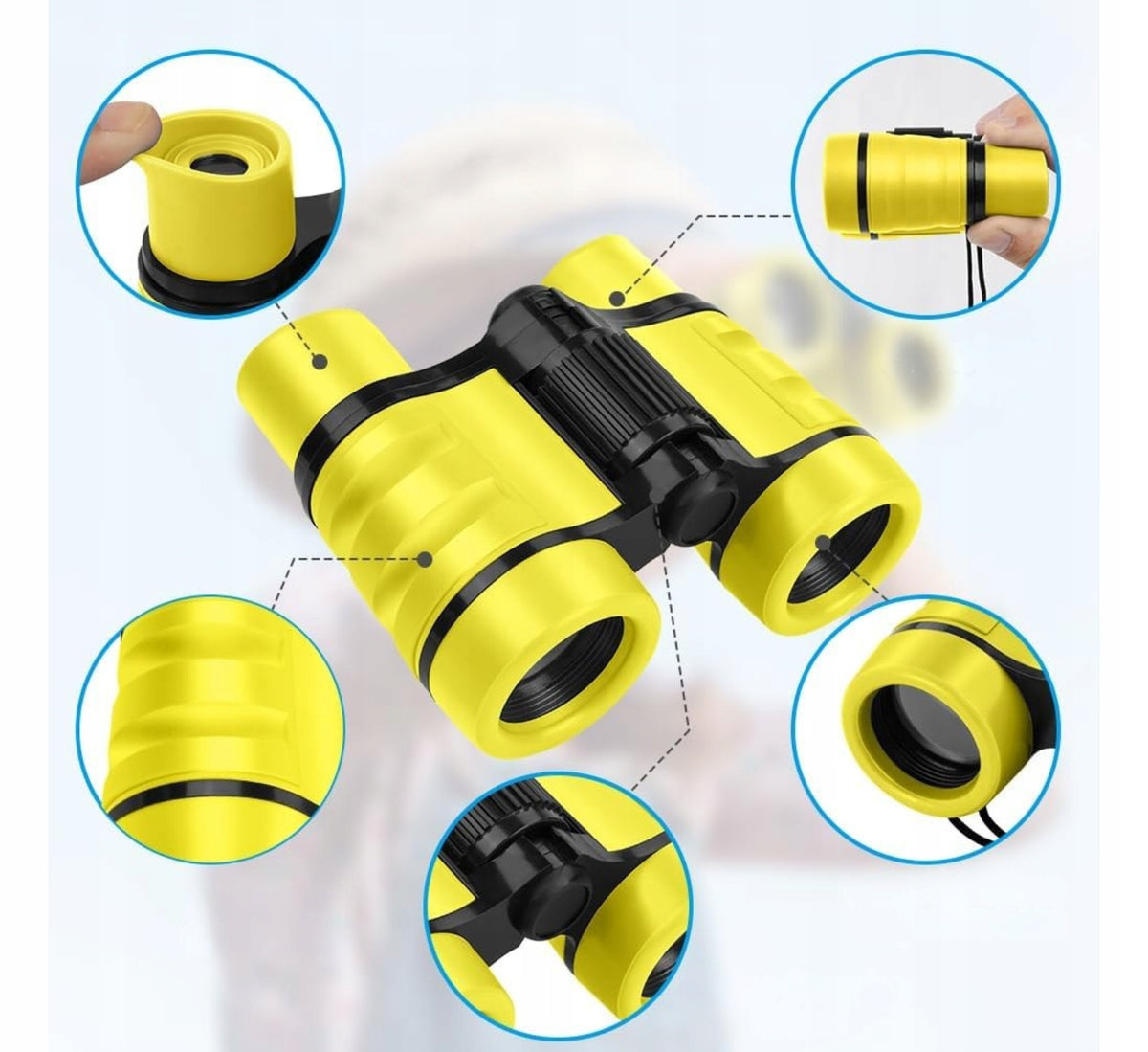 Children's binoculars 4x30 compact ideal for bird watching Yellow Manufacturer code Lornetka dziecięca 4x30 kompaktowa