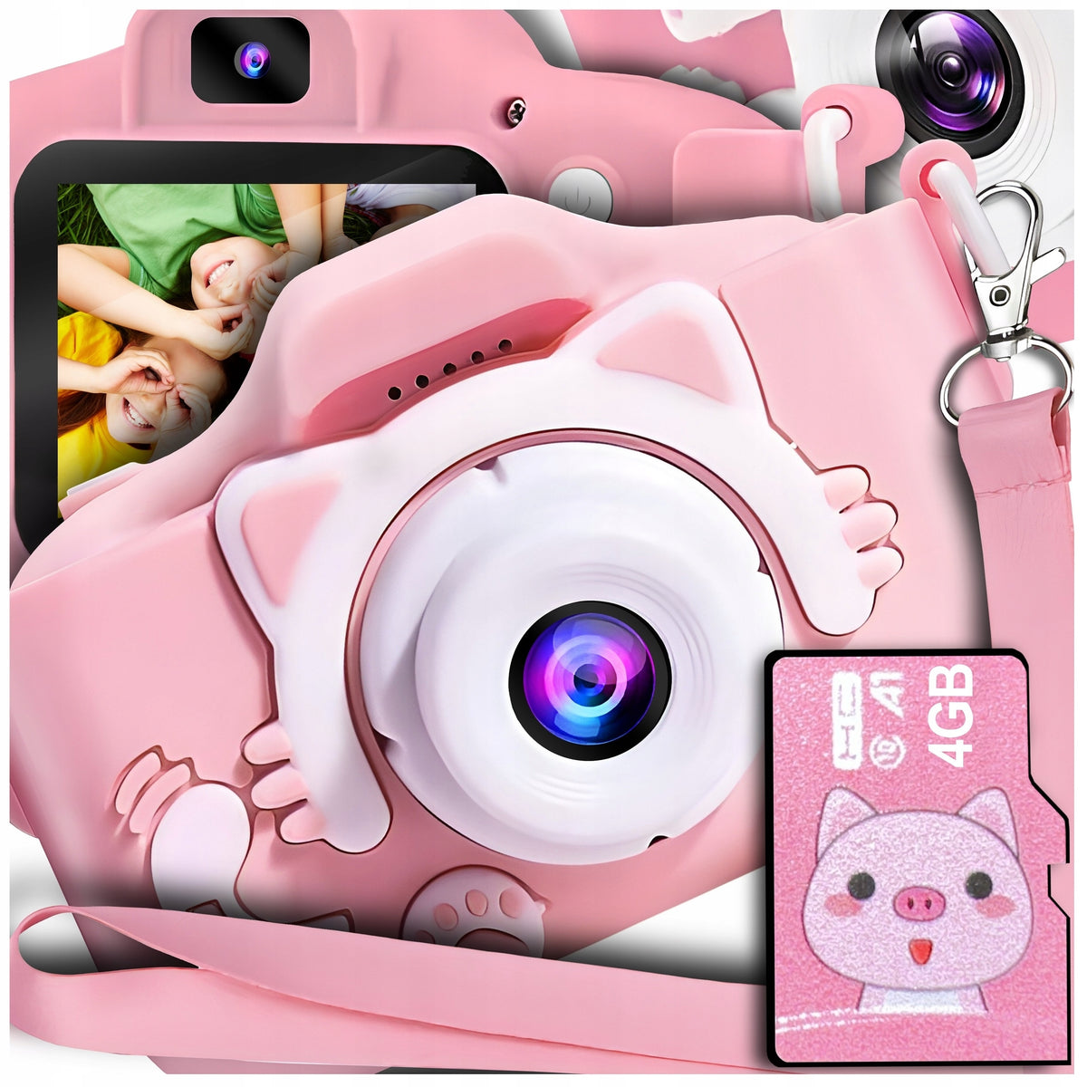 Children's camera digital 5 Mpx pink kitten 32 GB