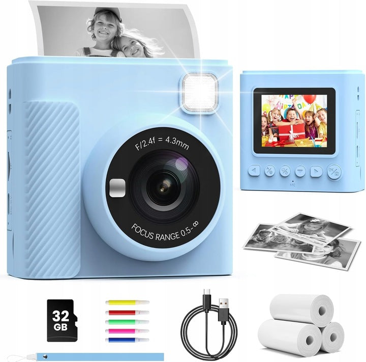 Children's camera with memory card and printing paper TIATUA blue