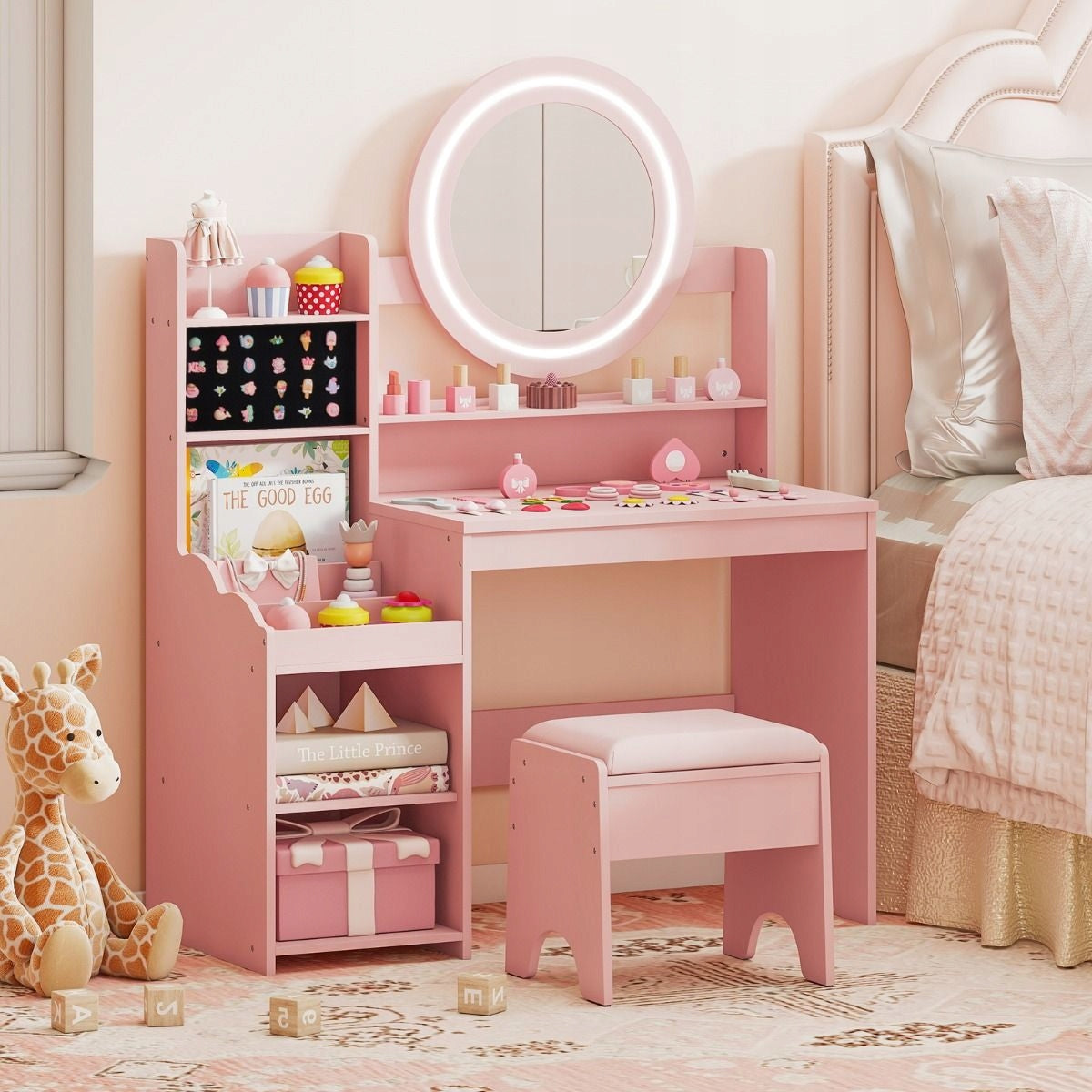 Children's dressing table with mirror Children's dressing table with stool Kid's age 3＋ years