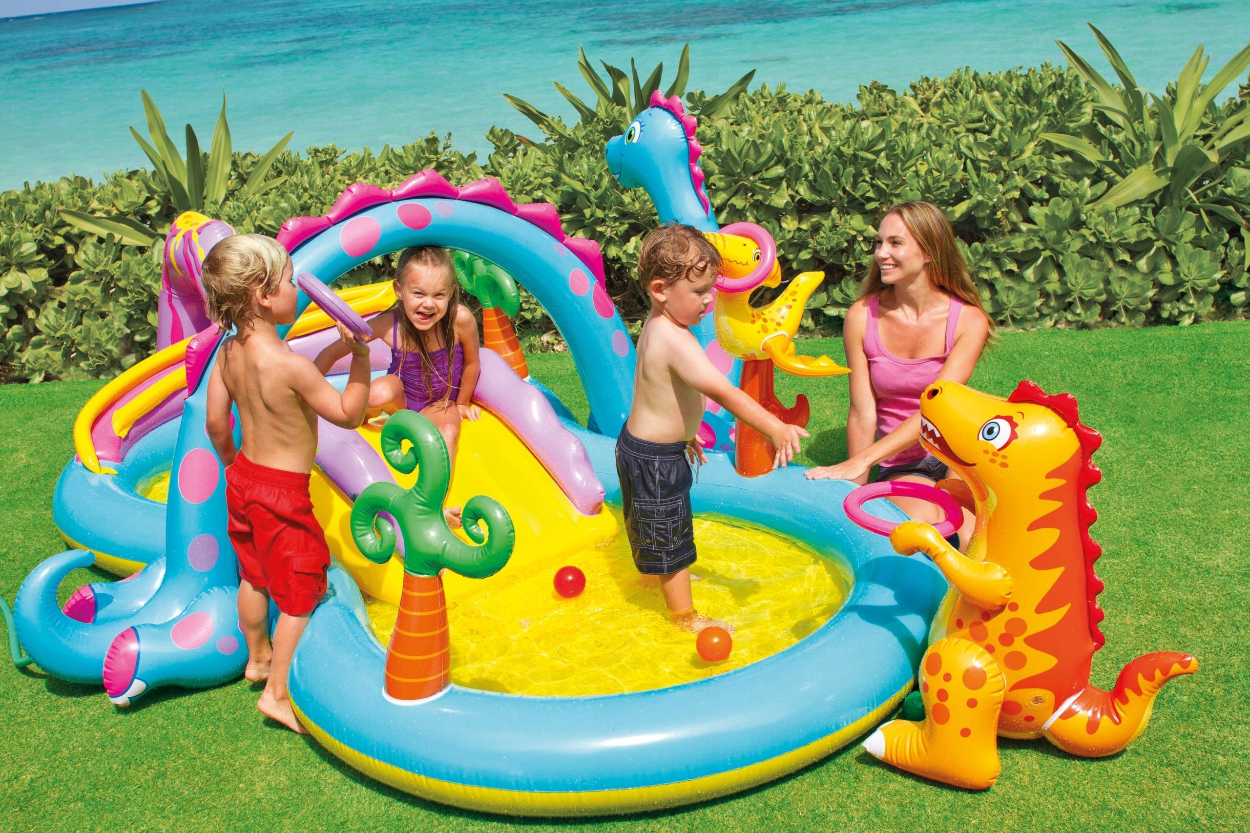 Children's inflatable pool with slide DINO playground Children's pool Packaging status original