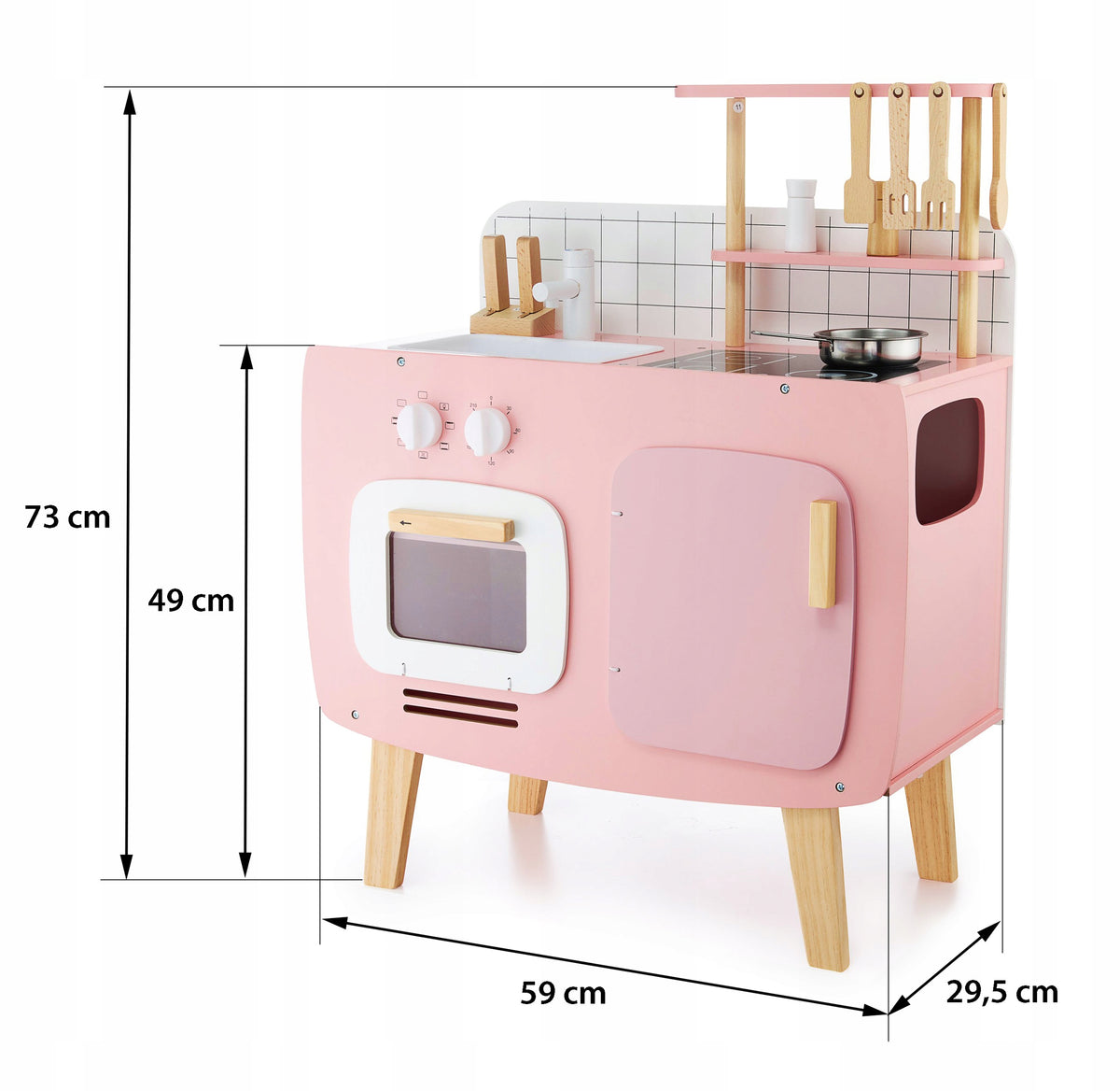 Children's kitchen Mamabrum pink wooden with accessories Brand Mamabrum
