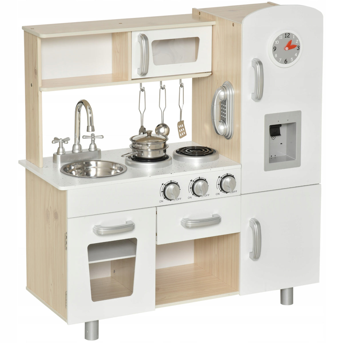 Children's kitchen with accessories, wooden toy kitchen, white,