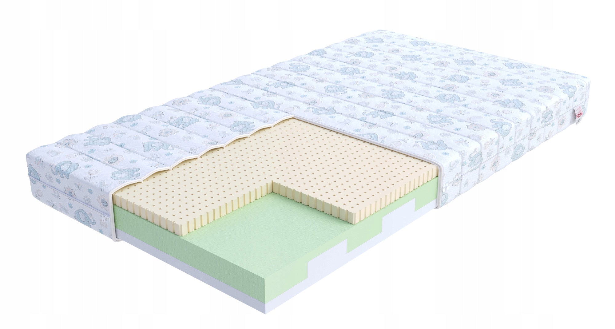 Children's mattress 90x200 latex foam FDM SMILE waterproof cover