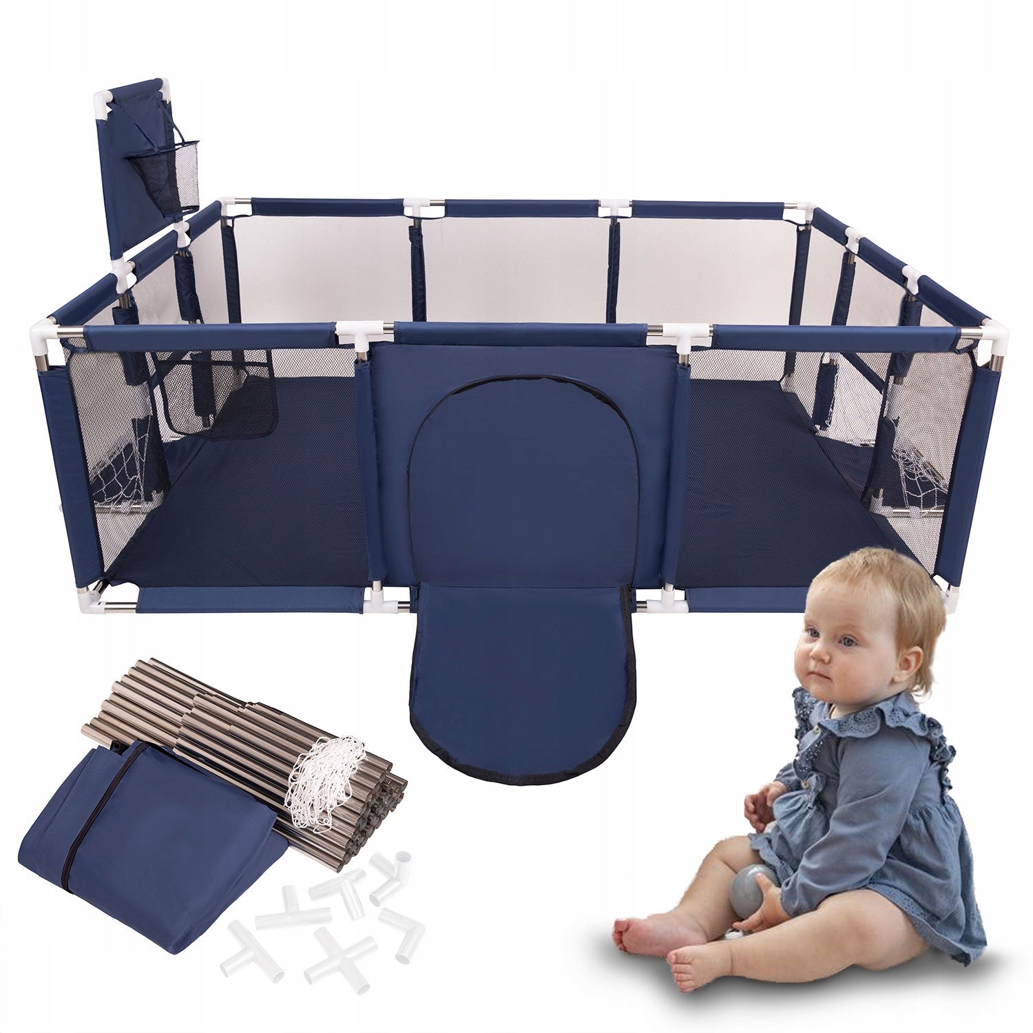 Children's playpen Field Basket Goals Square Toys BO-100X navy blue without balls Manufacturer code 5902687445226