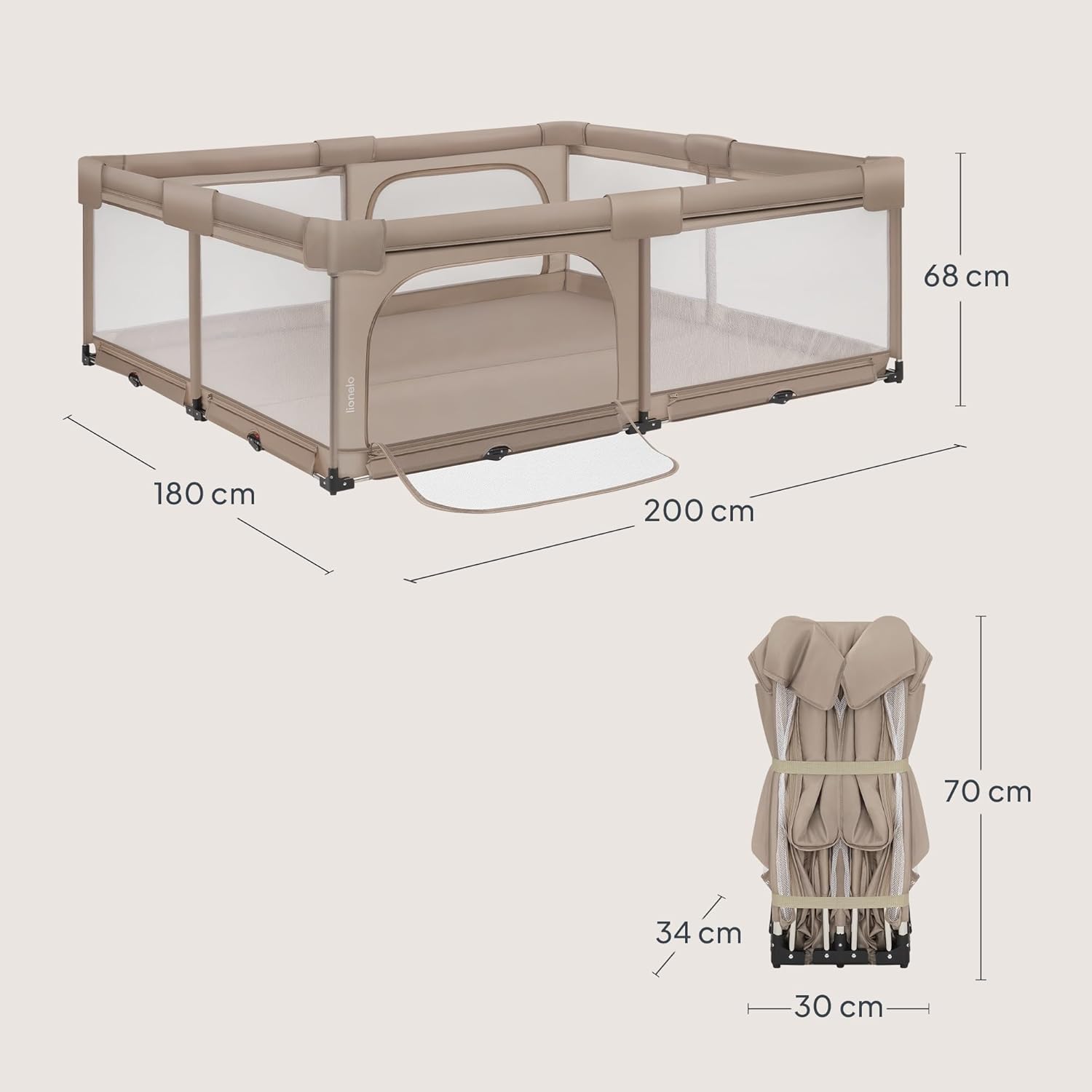 Children's playpen Lionelo Florence XL folding 180x200 cm black Brand Lionelo