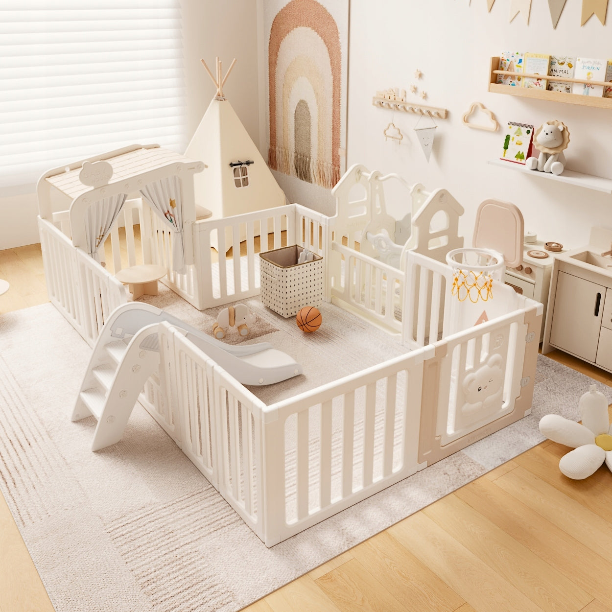 Children's playpen modular folding SWING + SLIDE + HOUSE Brand Sklep K4