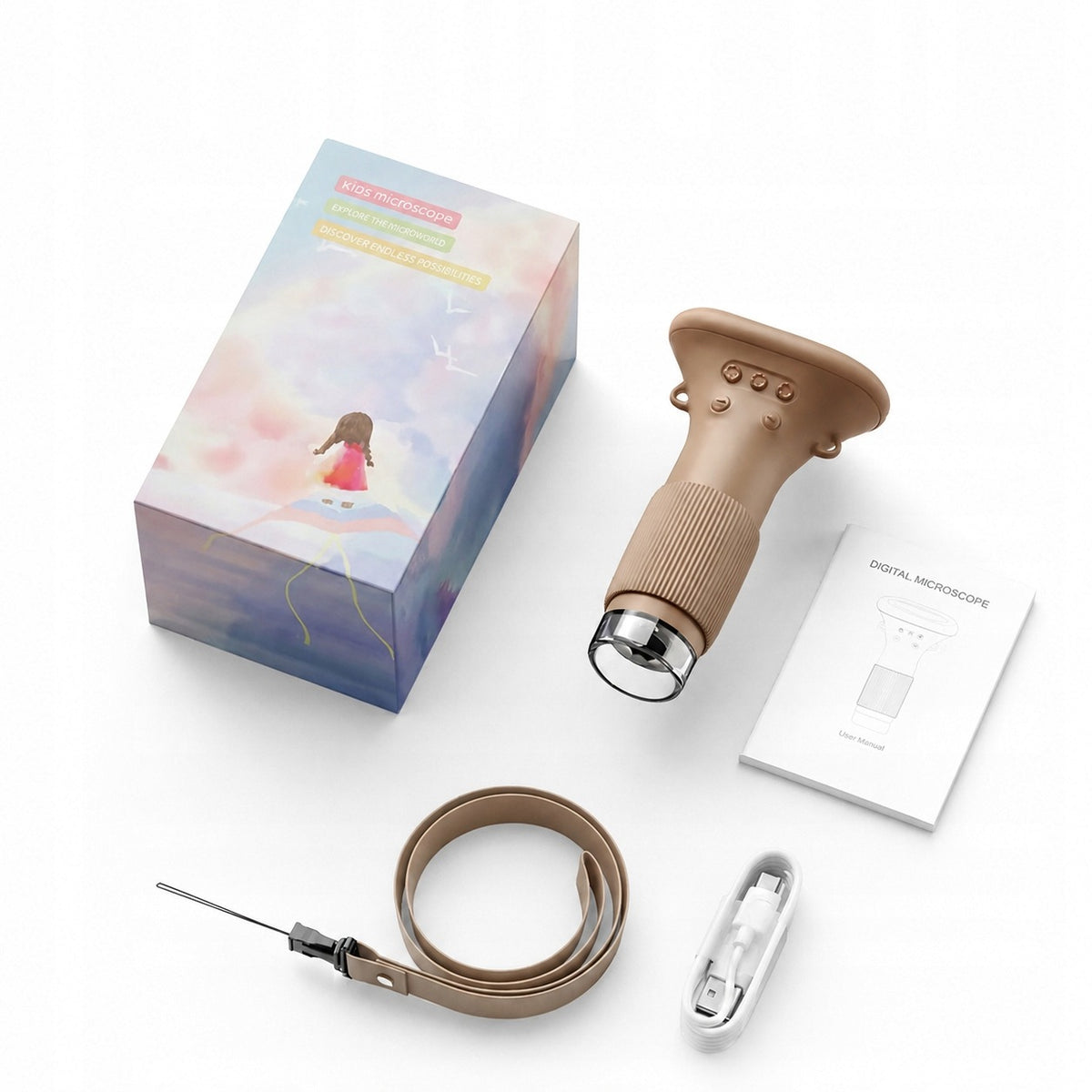 Children's pocket microscope bronze LCD screen magnification 1000x Manufacturer code Inskam
