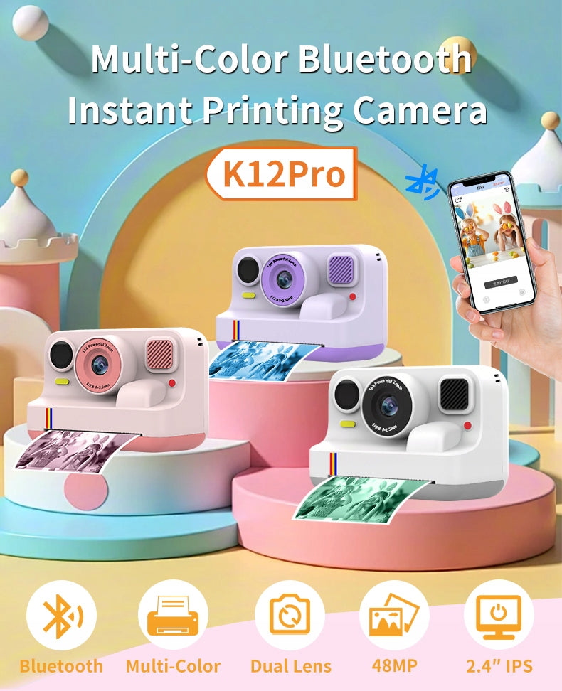 Children's printing camera K12Pro, Bluetooth, color printing,48 megapixel EAN (GTIN) 6921629745933