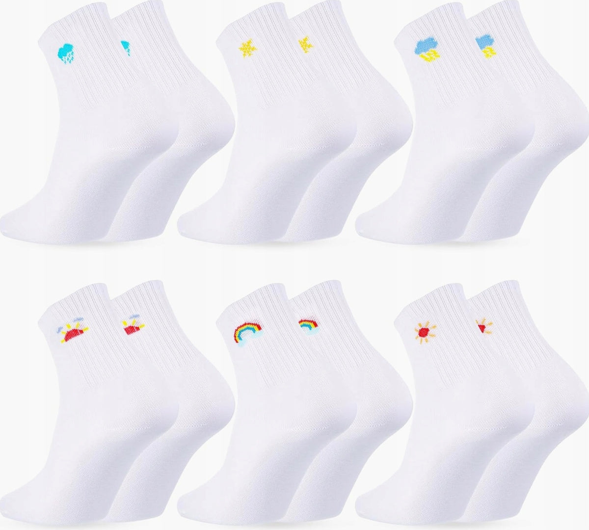 Children's socks 31-34 6 pairs white cotton high elastic sports