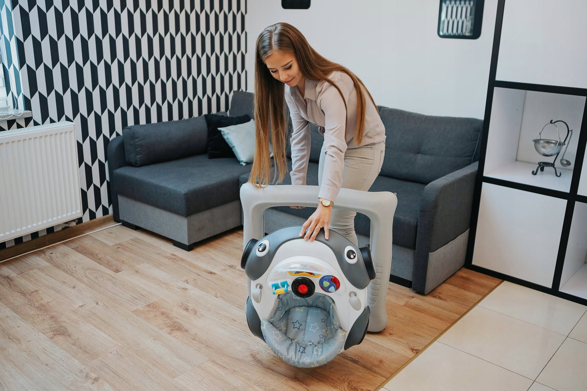 Children's walker CARS GREY interactive steering wheel panel folding light Color gray