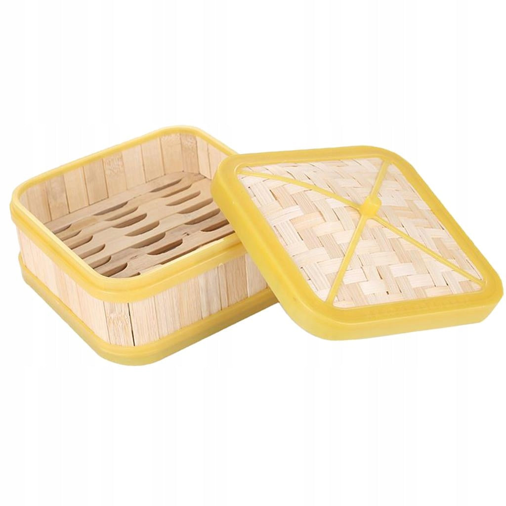 Chinese Bamboo Steamer Handcraft Basket w Lid Sum Pasta Noodle 5 inch