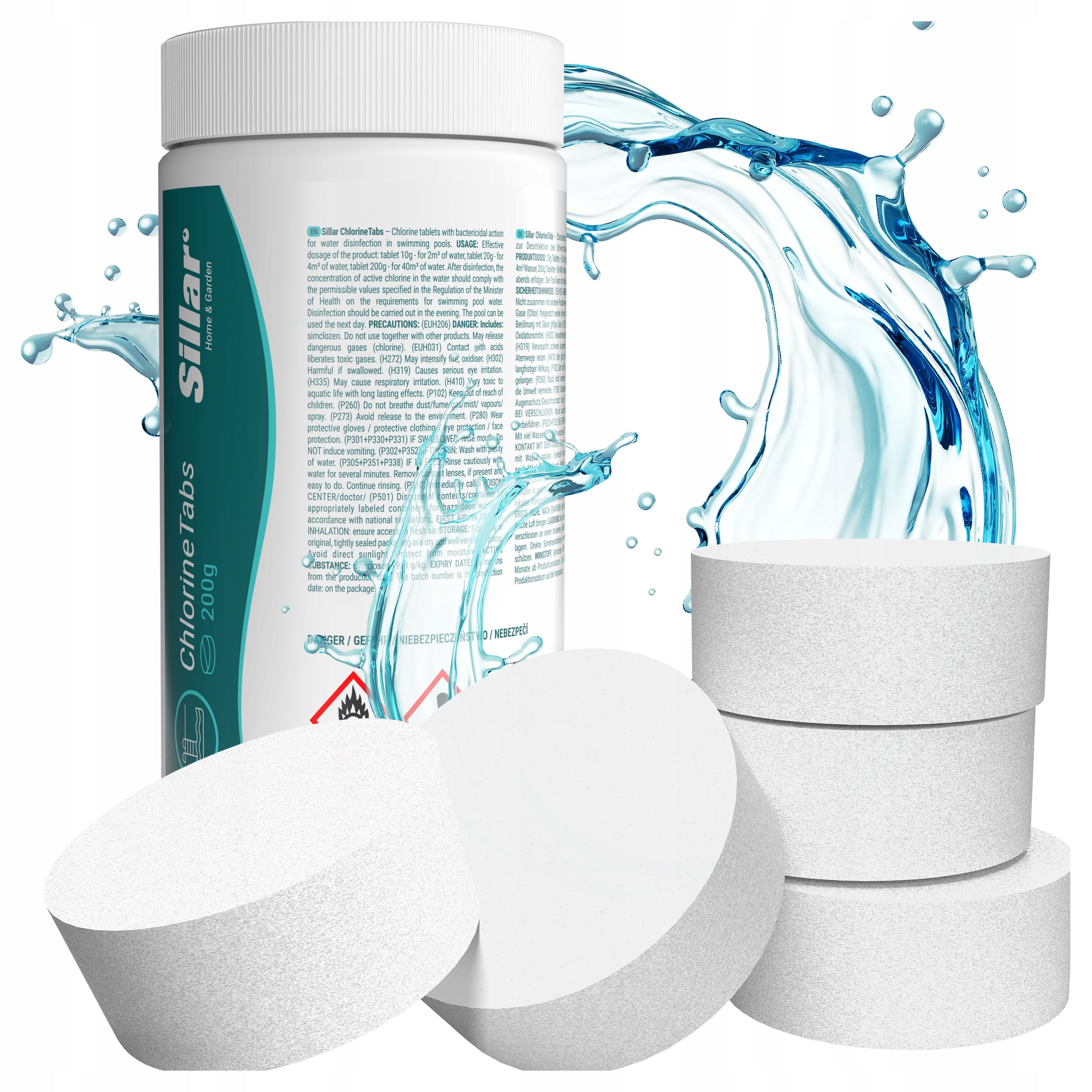 Chlorine Jacuzzi Pool Tablets 1kg 200g for Pool Chemistry Sillar