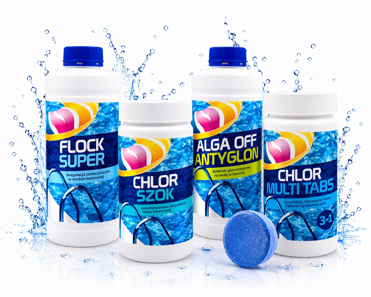 Chlorine Multi Tabs + Shock + Antialgae + Flock Pool Chemistry Set XL