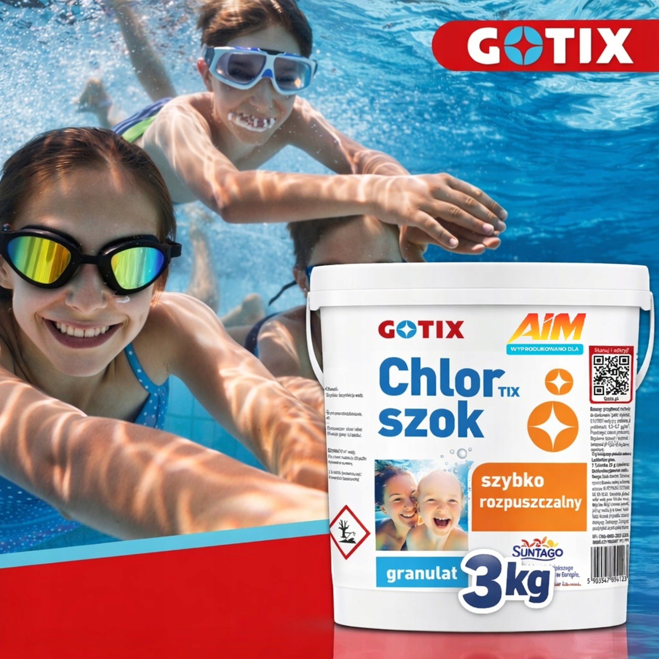Chlorine Shock for Swimming Pool Jacuzzi SPA Chlorine Shock Granules Chemistry for Swimming Pool - 3KG Packaging status original