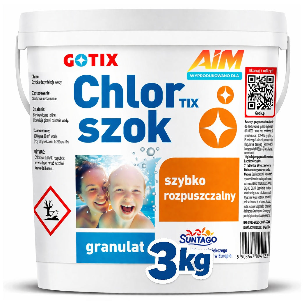 Chlorine Shock for Swimming Pool Jacuzzi SPA Chlorine Shock Granules Chemistry for Swimming Pool - 3KG