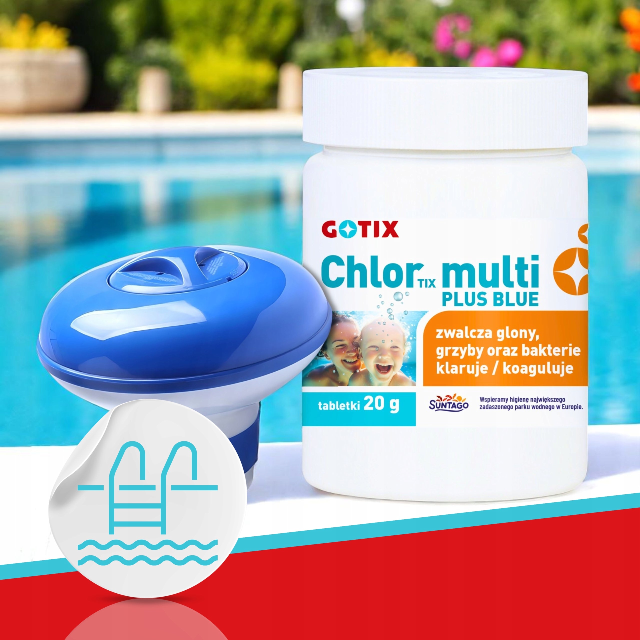 Chlorine for Jacuzzi Pool Tablets Pool Chemicals Set Dispenser 3in1 0.5KG Brand Gotix Professional