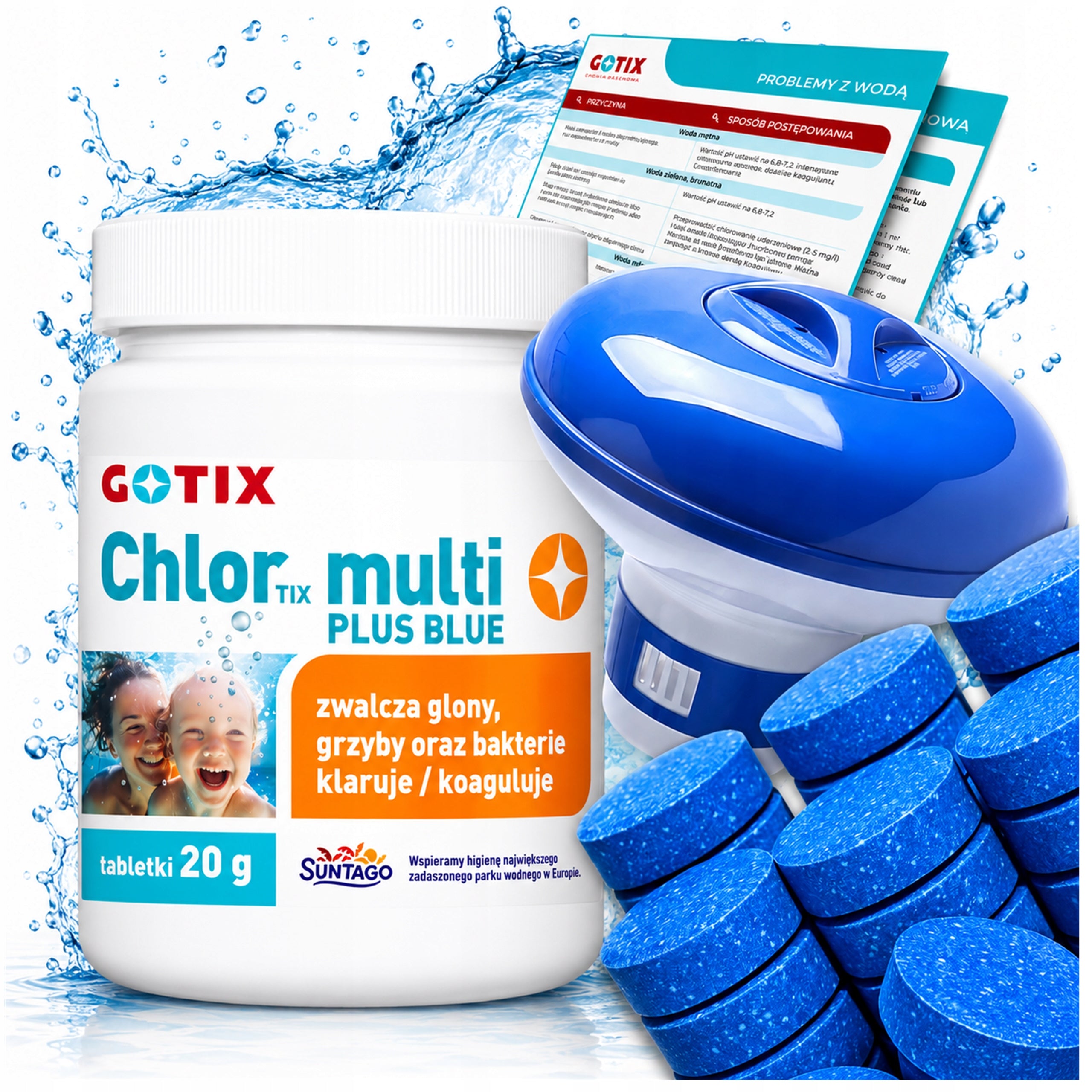 Chlorine for Jacuzzi Pool Tablets Pool Chemicals Set Dispenser 3in1 0.5KG