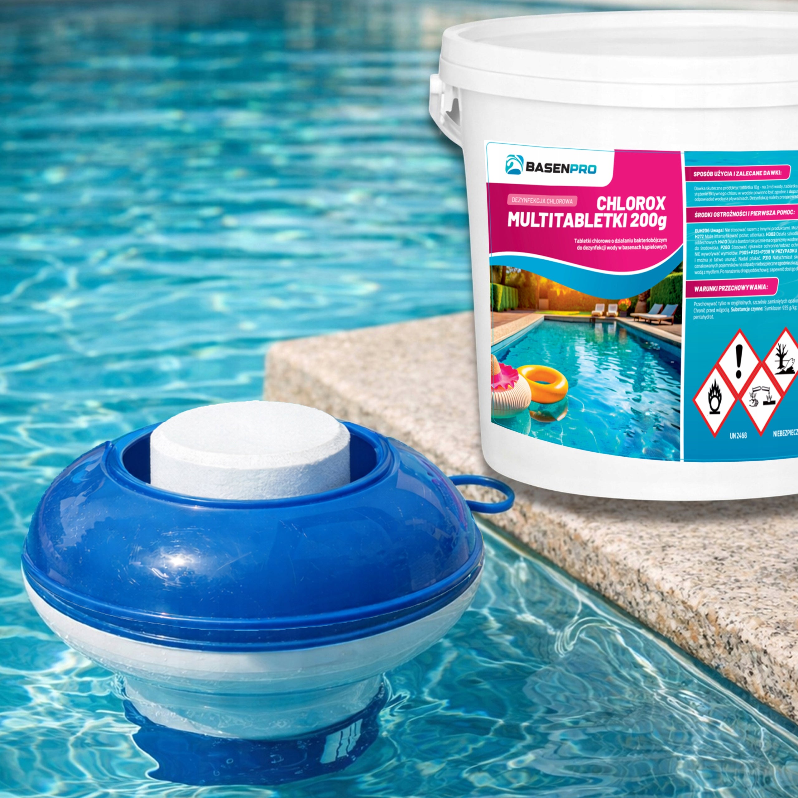 Chlorine for Pool Tablets CHLOROX Chemistry 200 g STRONG CLARIFY WATER 3KG Packaging status original