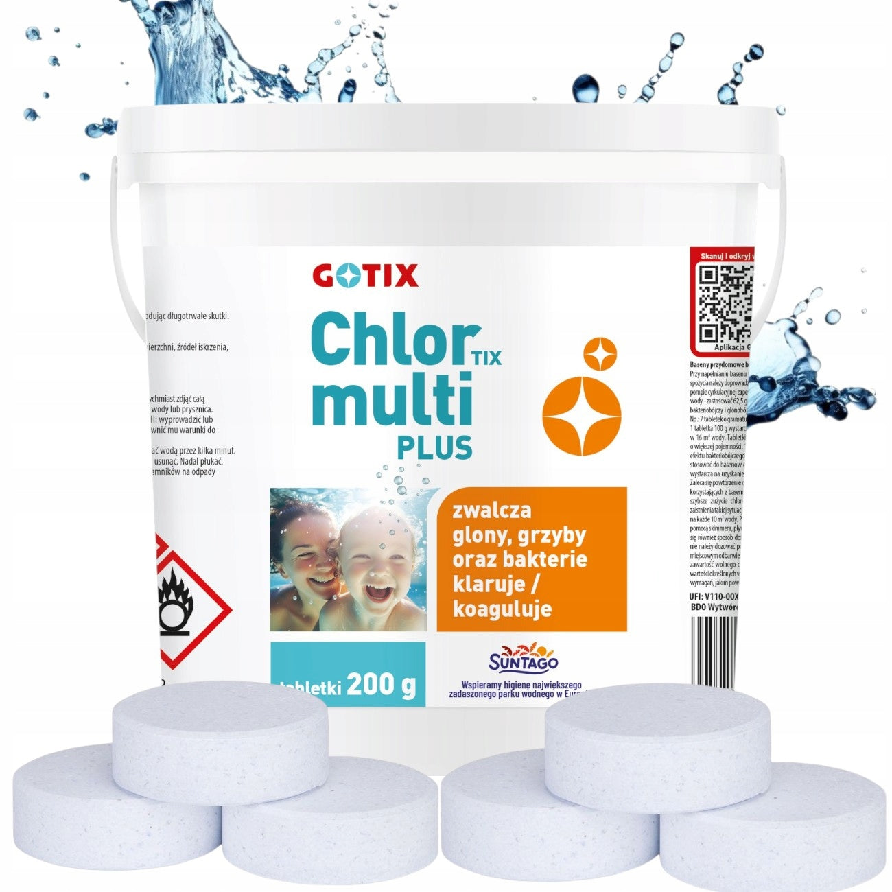 Chlorine for Swimming Pool Jacuzzi LARGE Multifunctional Tablets Chemistry for Swimming Pool - 3KG Manufacturer code Chlor do Basenu Chemia Basenowa Tabletki