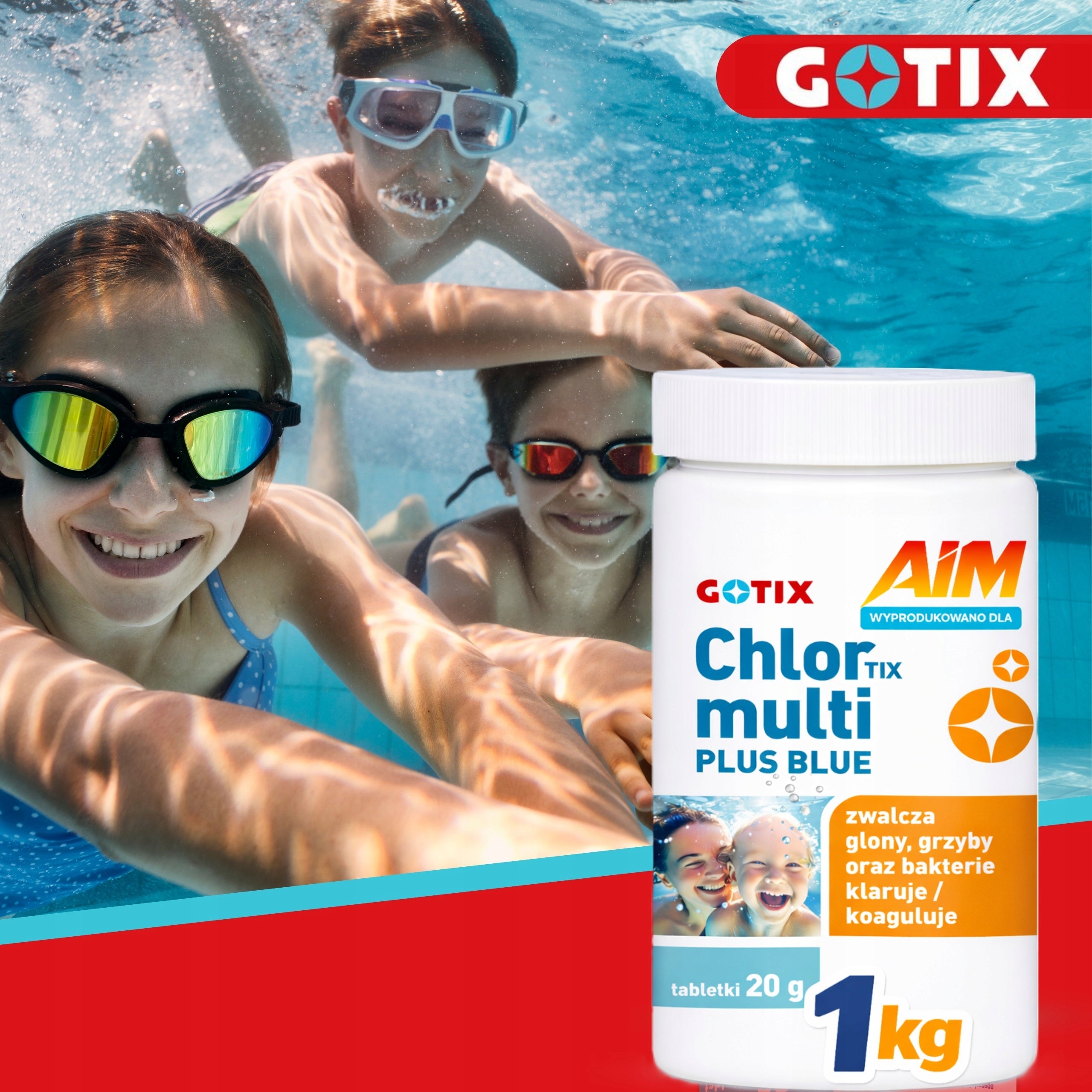 Chlorine for Swimming Pool Jacuzzi SPA Tablets Blue Water Chemistry for Swimming Pool 1KG Manufacturer code Chlor do Basenu Tabletki Niebieskie 1kg AIM