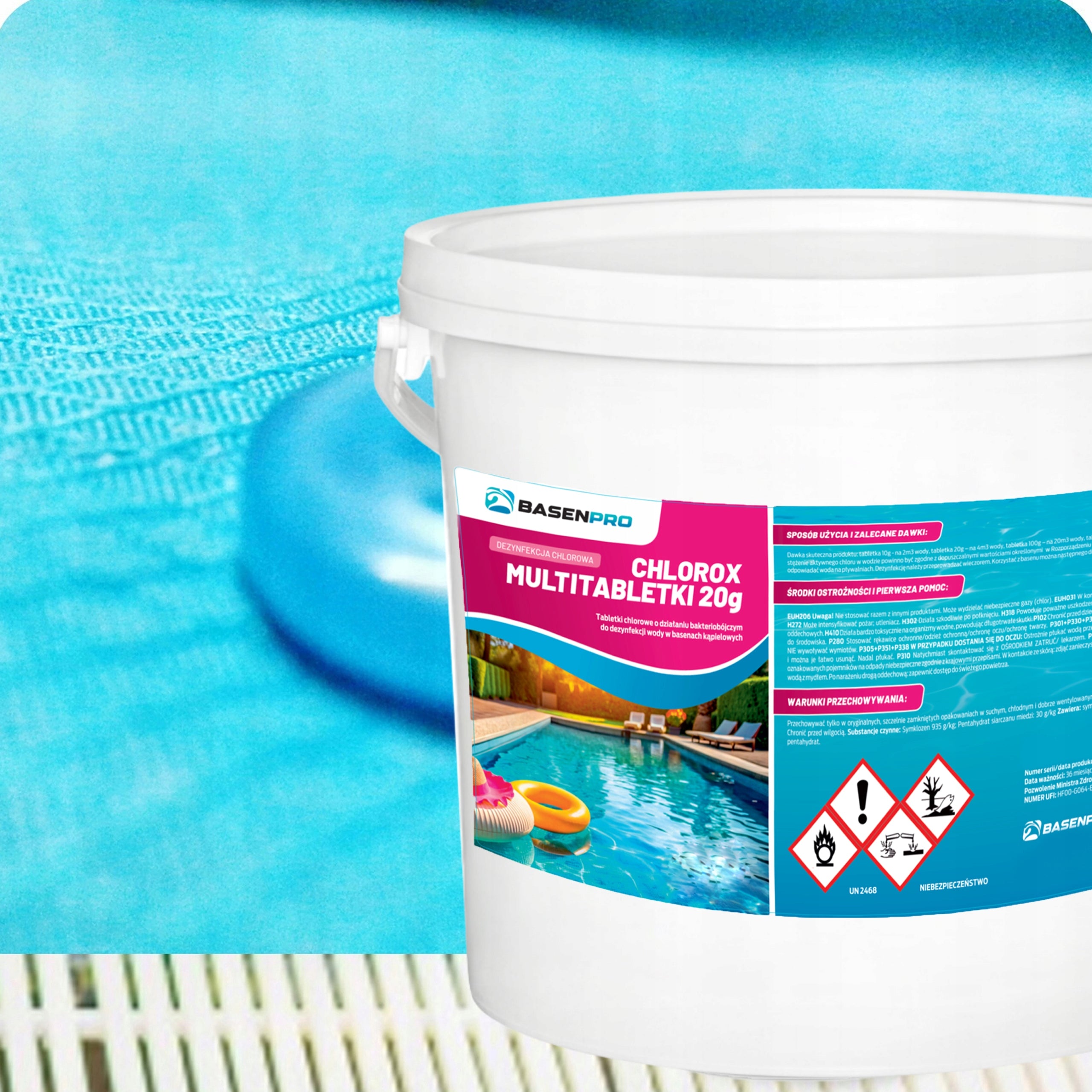 Chlorine for Swimming Pool Tablets CHLOROX Chemistry ULTRA STRONG CLARIFY WATER 3KG Product weight with unit packaging 3.2 kg