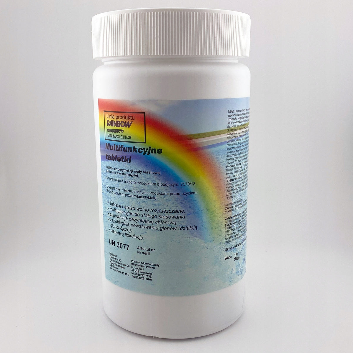 Chlorine for swimming pool in tablets RAINBOW MINI MAXI Chlorine for Jacuzzi Brand Rainbow