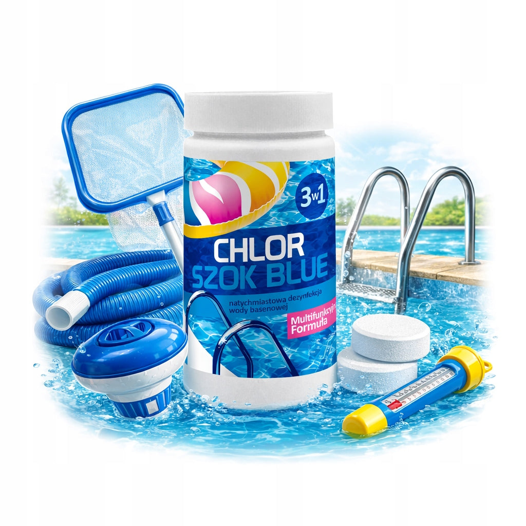 Chlorine shock blue for swimming pool quick disinfection jacuzzi 1kg Manufacturer code SzokBLUE1kg