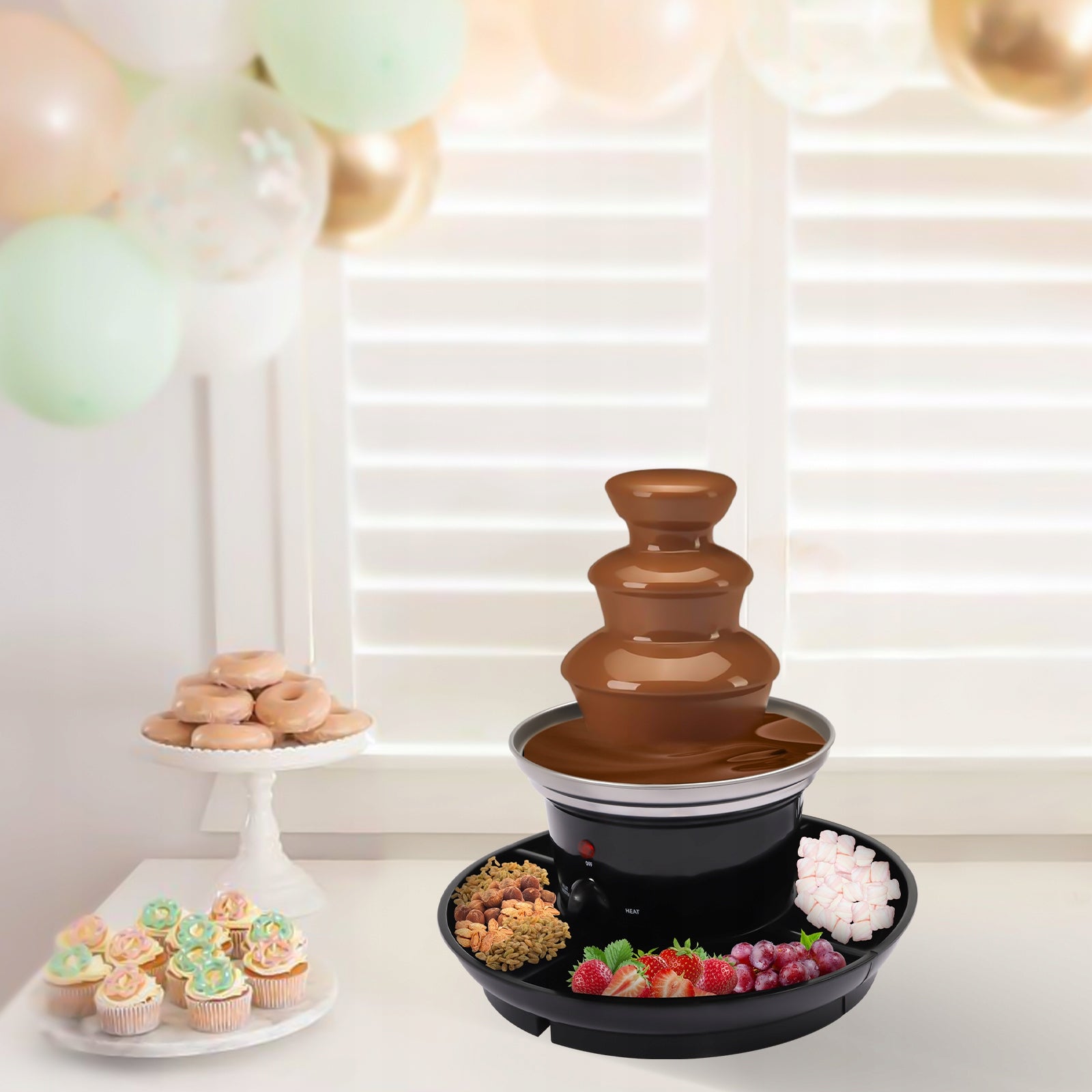Chocolate Fondue, 3-TIER CHOCOLATE FONDUE, PARTY FOUNTAIN, 25W 230V Packaging status original