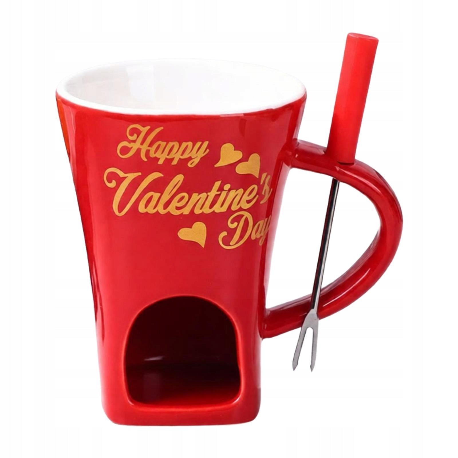 Chocolate Fondue Mug with Fork Personal Cheese Melting Mug for Movie Red Brand no brand