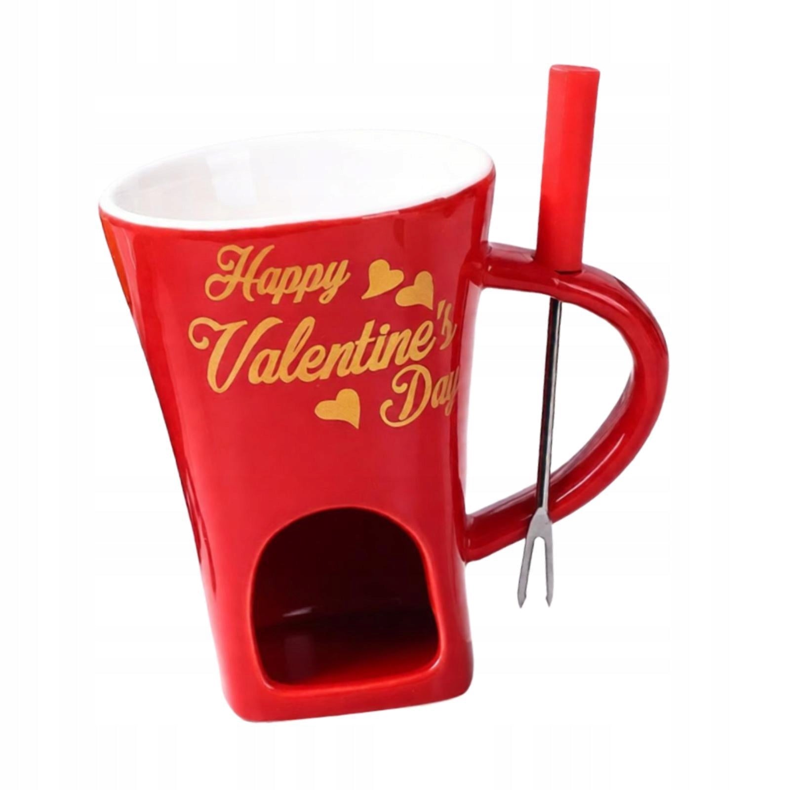 Chocolate Fondue Mug with Fork Personal Cheese Melting Mug for Movie Red Packaging status original