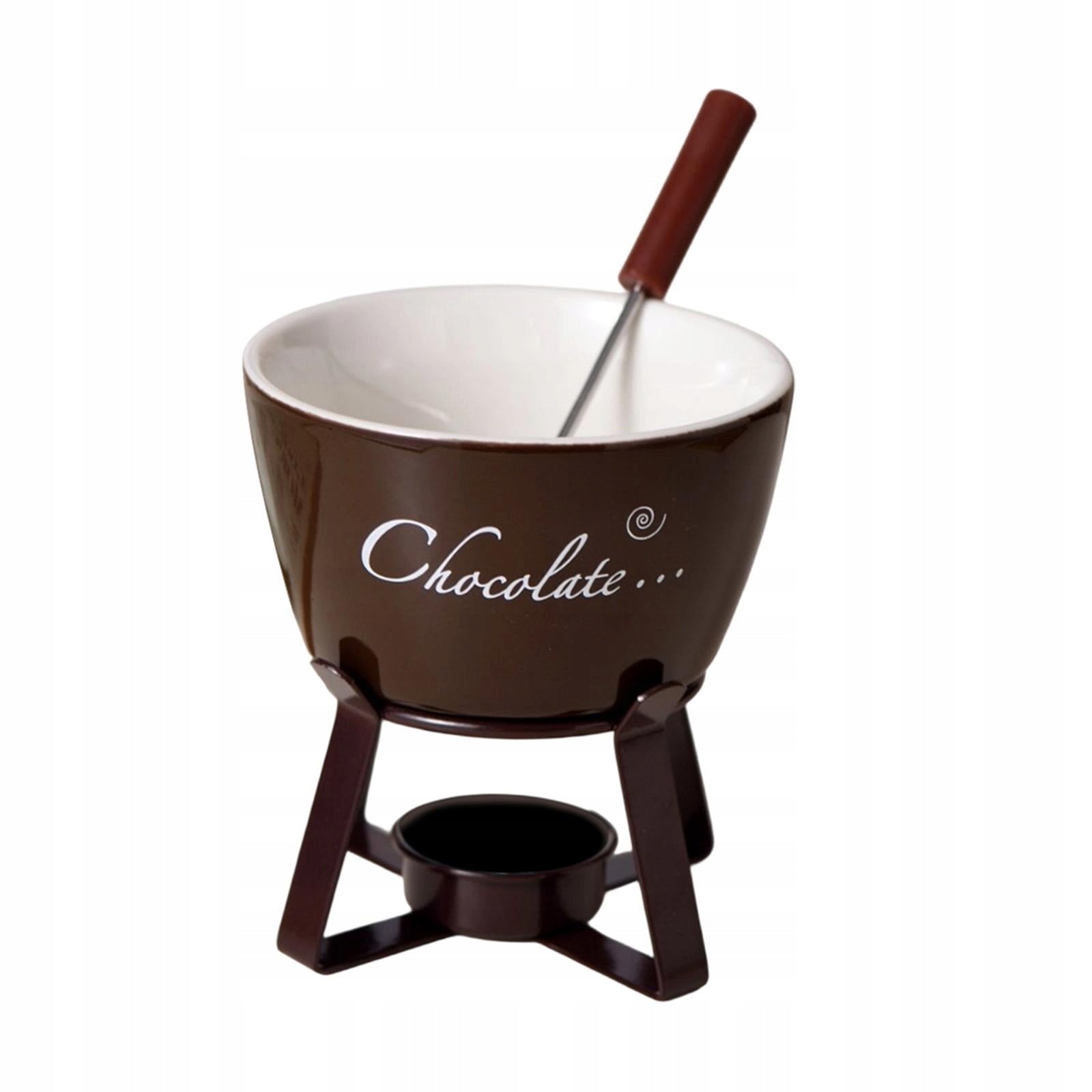 Chocolate Fondue Pot Cookware Butter Heater Tea Light Porcelain Coffee
