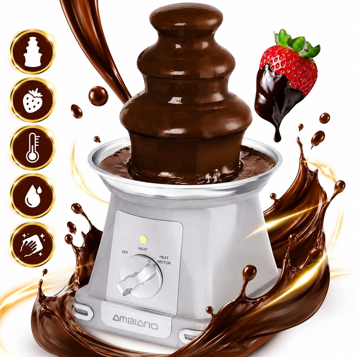 Chocolate Fountain 3 Levels Stainless Steel 70W Events