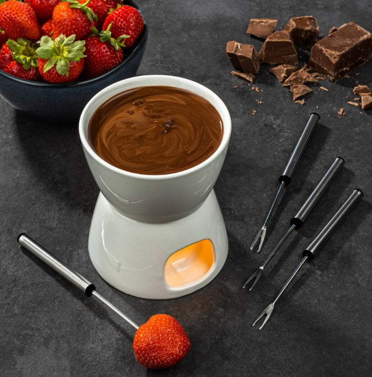Chocolate and Cheese Fondue Set – Porcelain, 4 Forks Brand no brand