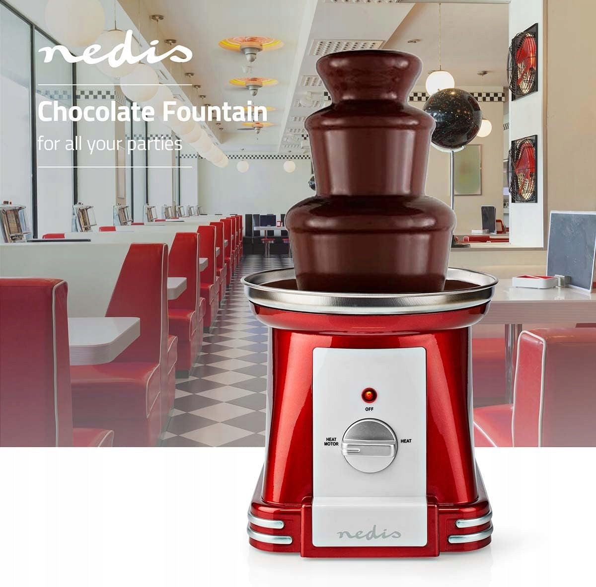 Chocolate fountain Nedis red 90 W Brand Nedis