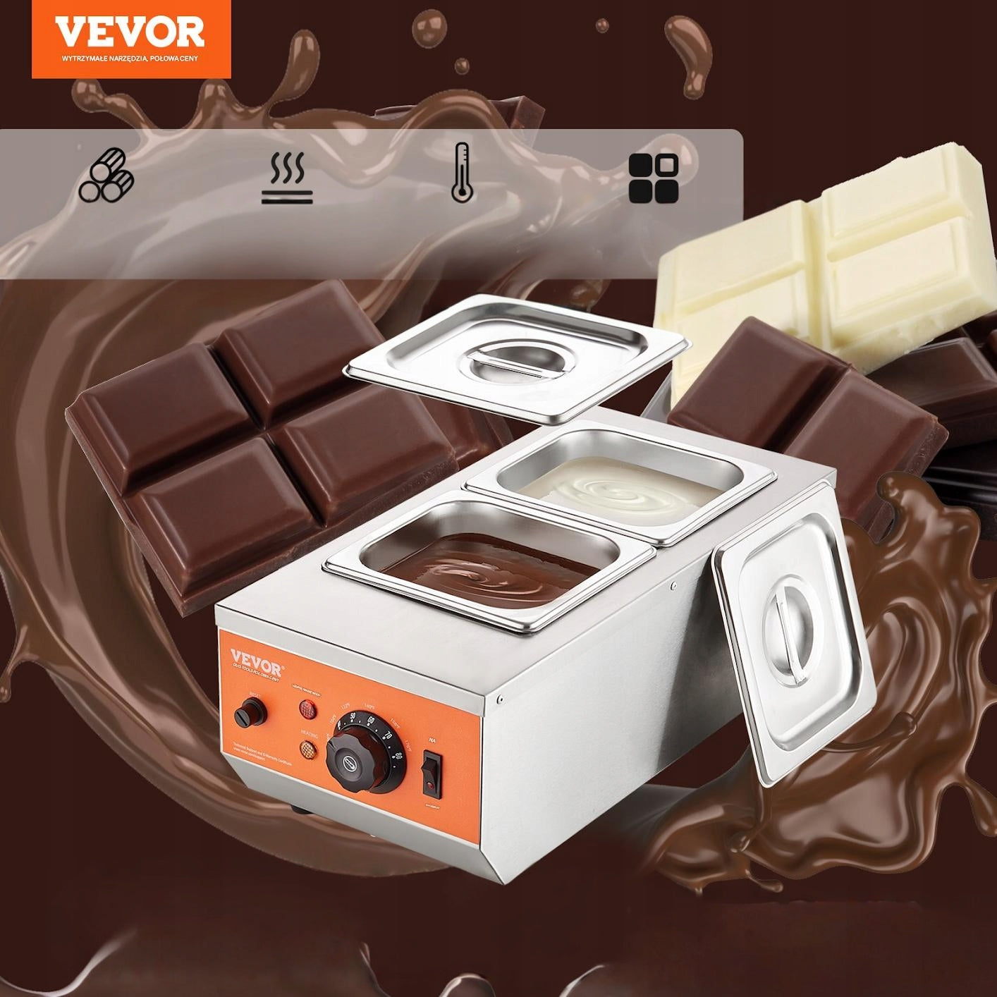 Chocolate tempering machine 4,1 kg 2 tanks melting confectionery Model 5907021448819