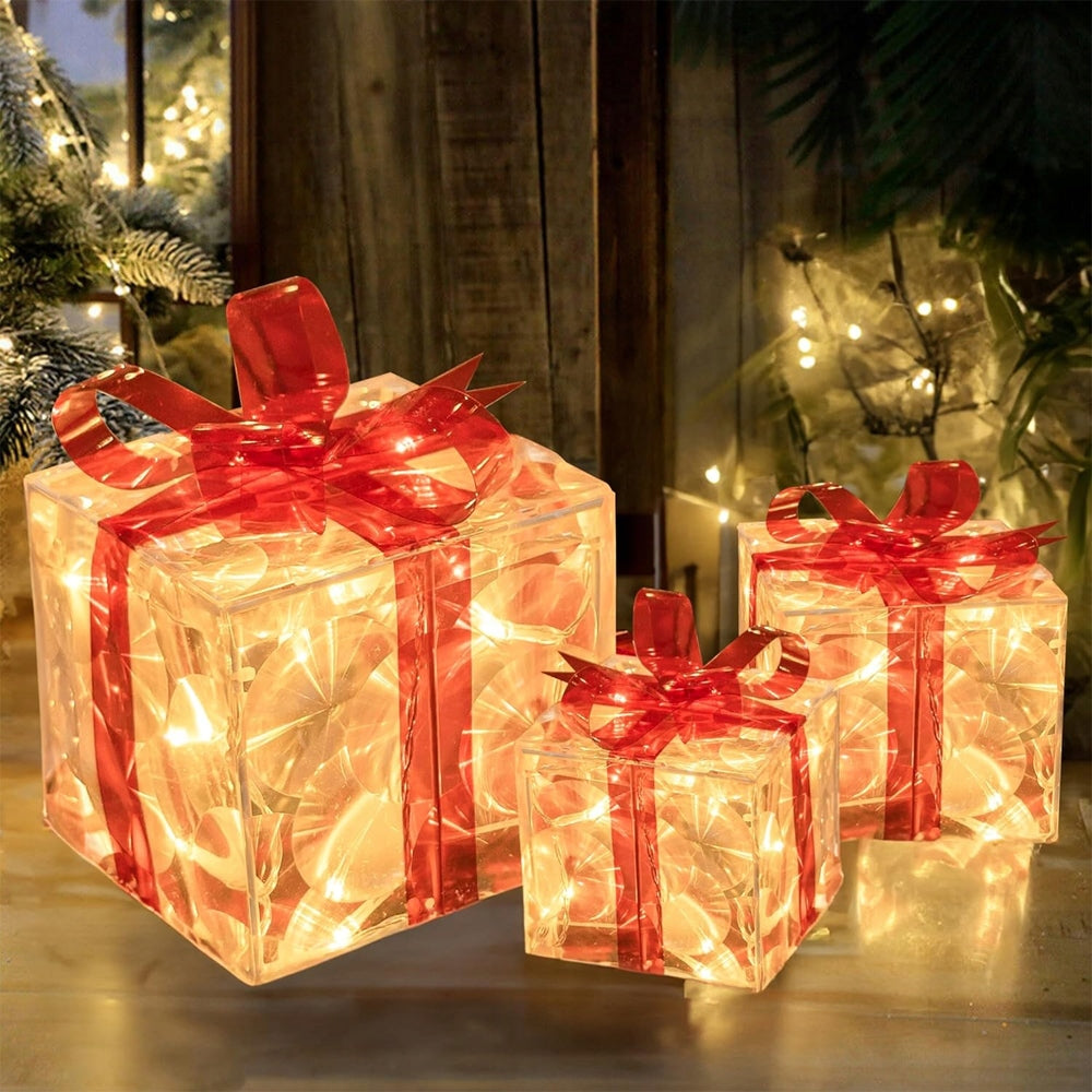 Christmas Boxes LED Gifts 3 Pcs Christmas Decoration Packaging status original