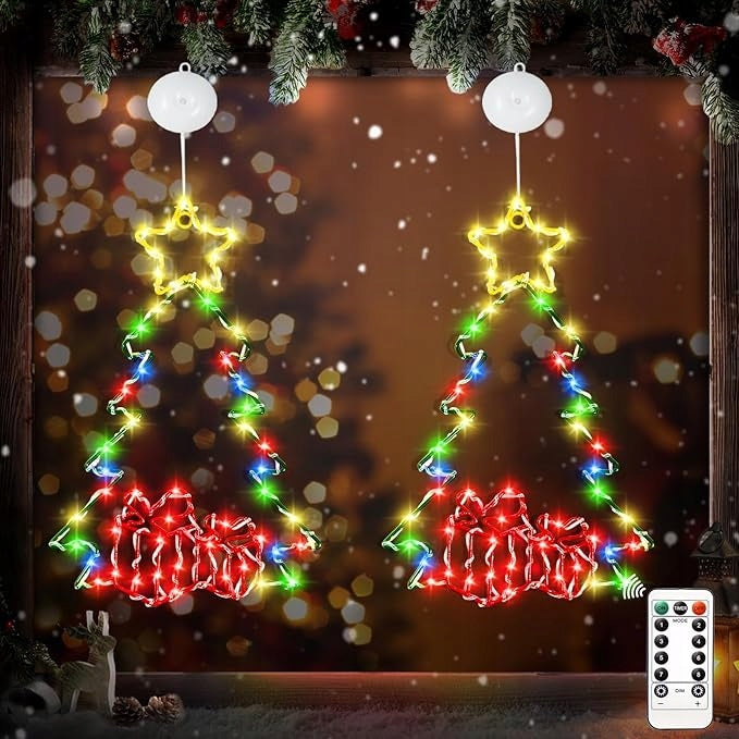 Christmas Decoration Christmas Tree LED Lights 2 Pcs For Door Window 36 cm