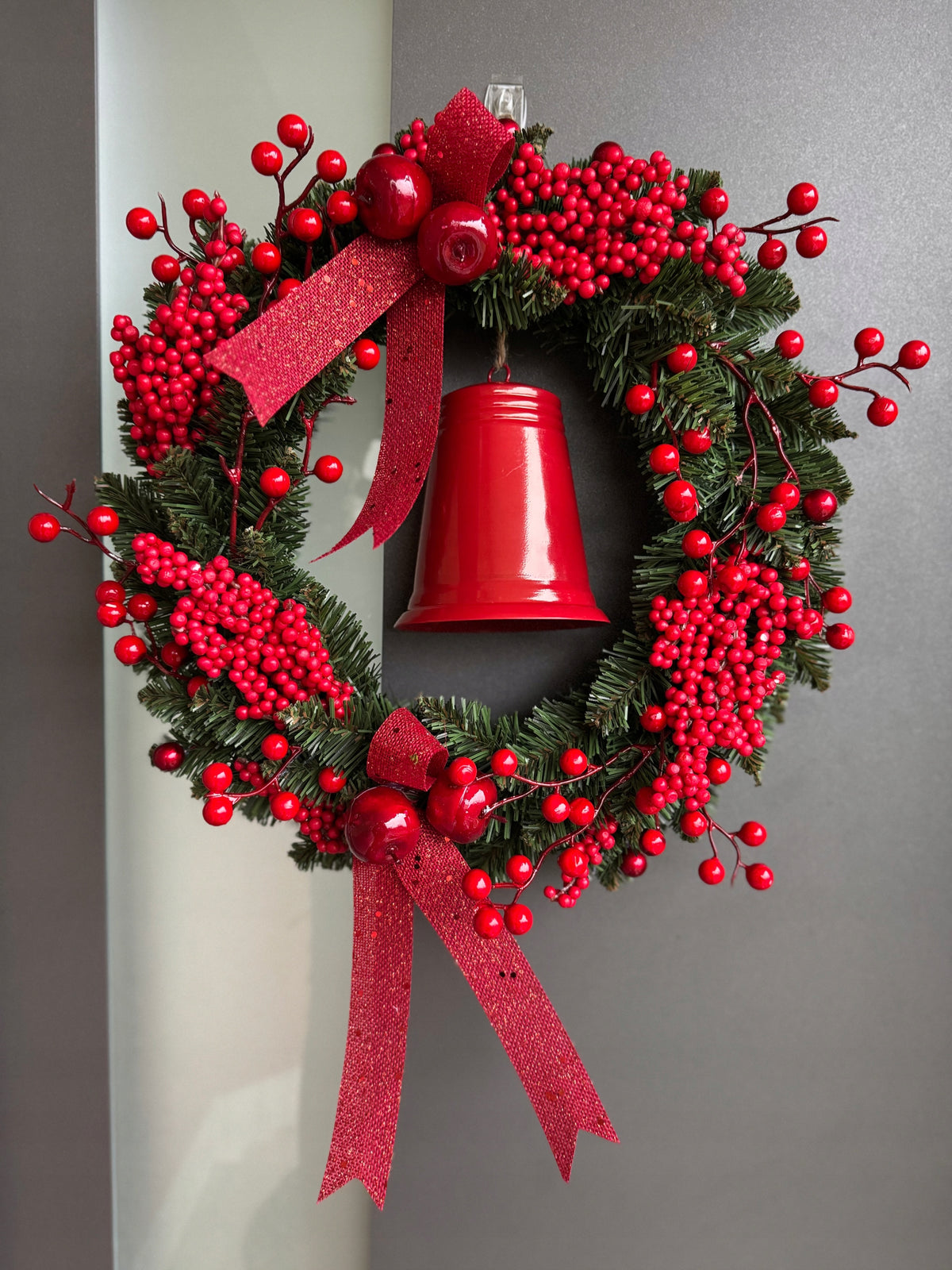Christmas Decorative Wreath with Bell Christmas Decoration Red