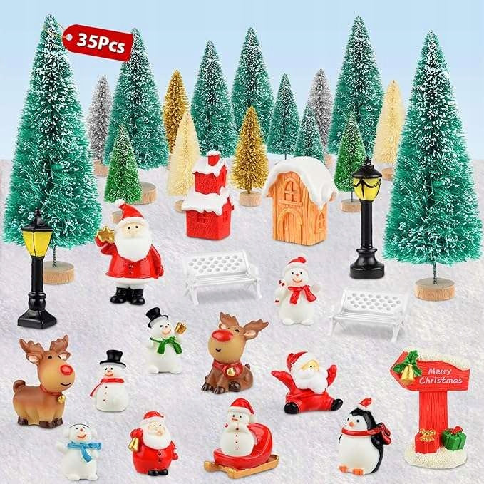 Christmas Figurines Mini Accessories Ornaments Christmas Set 35pcs