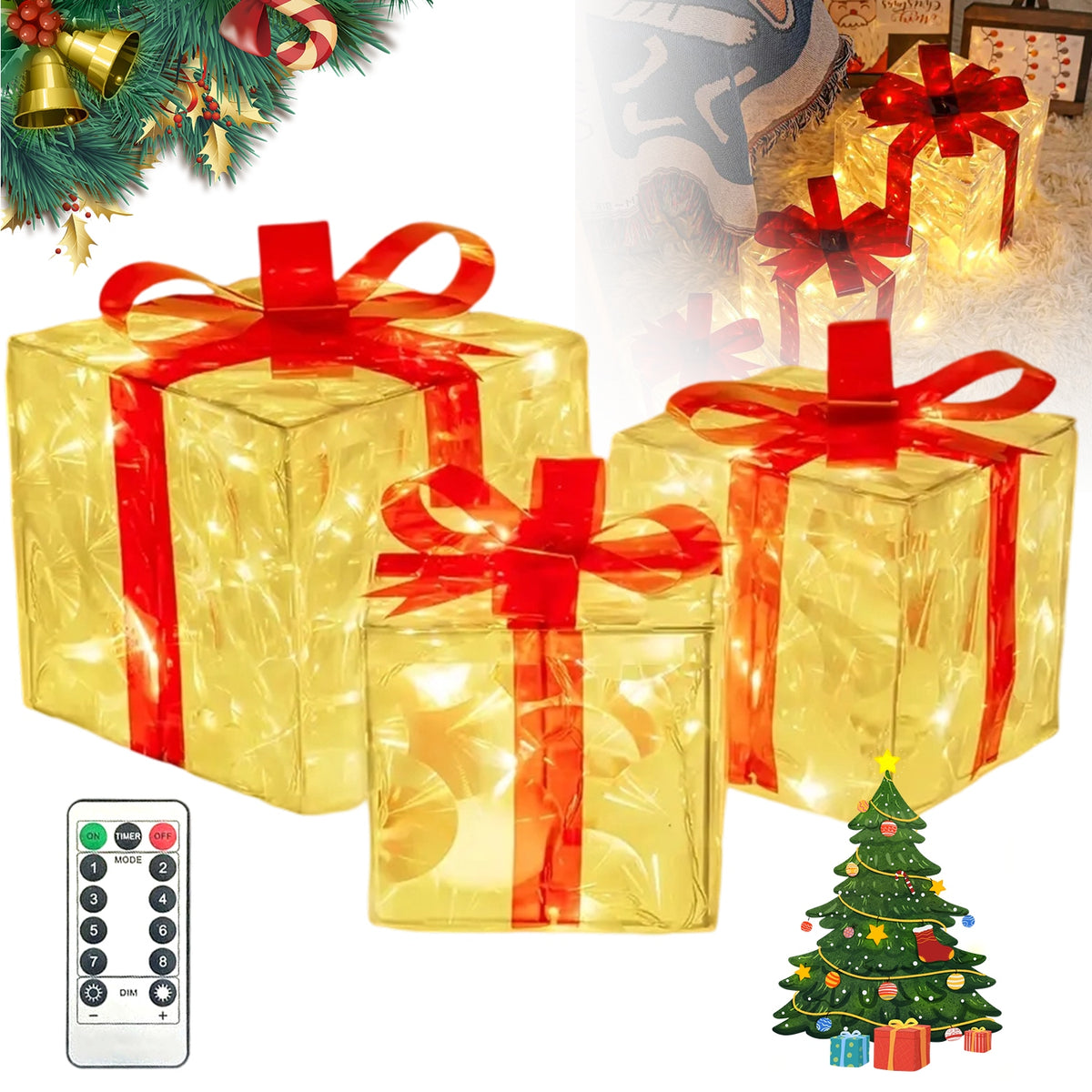 Christmas Gifts Set Gift Christmas Decoration Illuminated Led