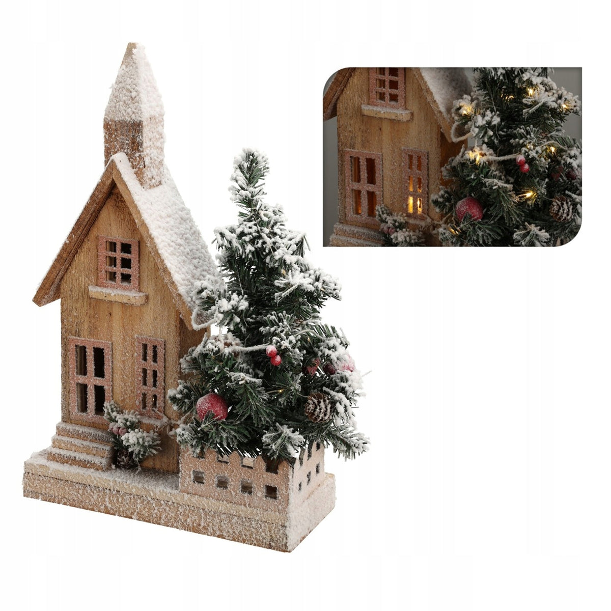 Christmas House with Christmas Tree Led 44 cm Battery Operated Christmas House Packaging status original
