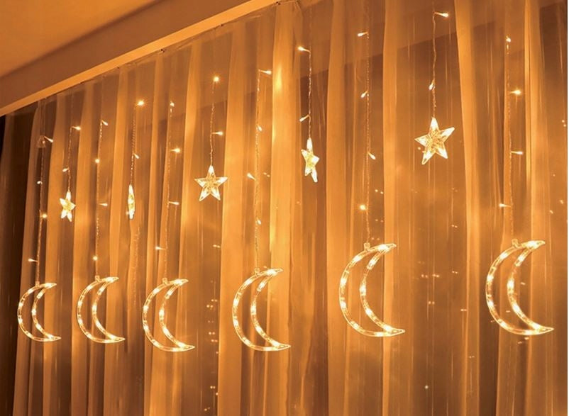 Christmas Lights Curtain Light Led Stars Moons White Warm 2.5m EAN (GTIN) 5907699023639