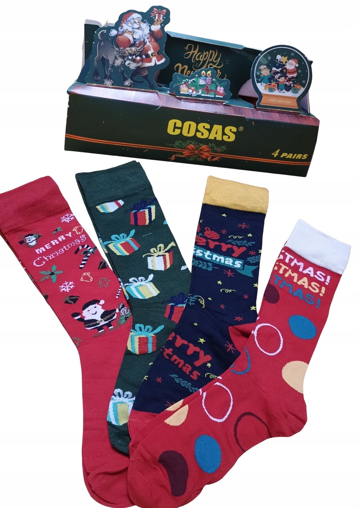 Christmas Men's Socks 4-Pack 43-46 Gift Santa Claus Box Set