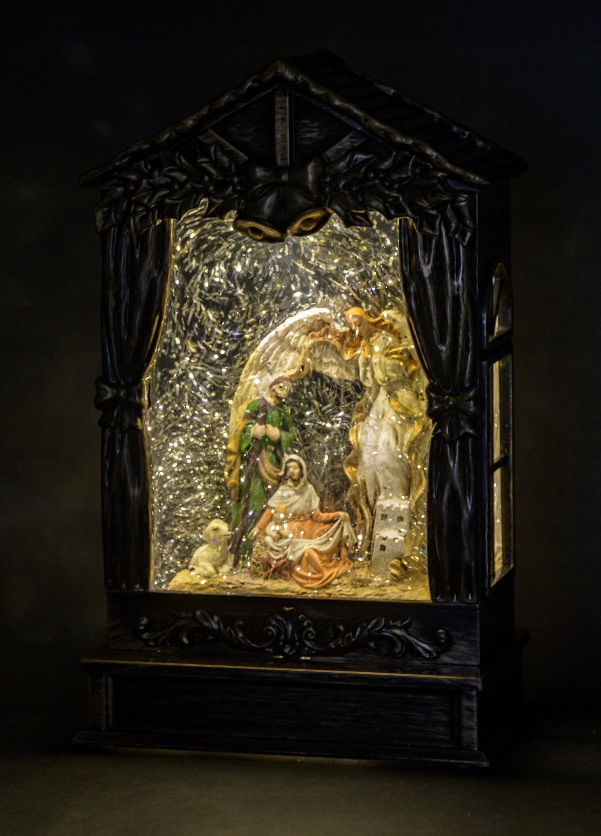 Christmas Music Box LED Lantern Nativity Scene Christmas Glass Packaging status original